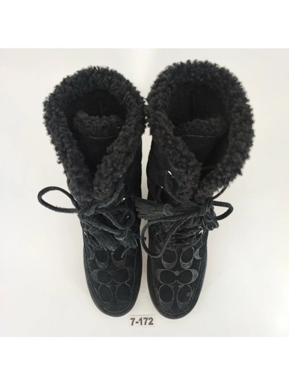 Coach Tuesday Women’s 7.5 US Boots Suede Black Winter Sheepskin Lined A7408 - Picture 2 of 10